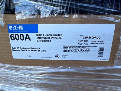 EATON 3MFS600RUG SINGLE PHASE  3R MAIN FUSIBLE SWITCH