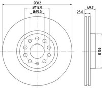 2X Hella 8DD 355 127-971 Bremsscheibe FüR Audi Seat Skoda VW