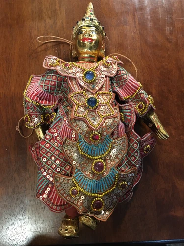 Vintage Thai Marionette String Puppet Wooden Asian Handmade Traditional Dress Ni