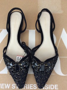 zara tweed flat shoes