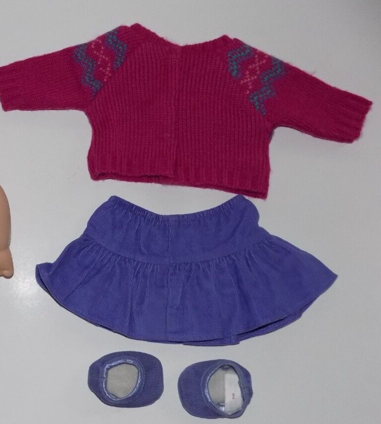 Bitty Twin American Girl Baby Doll Outfit Purple Fair Isle Sweater Skirt Set