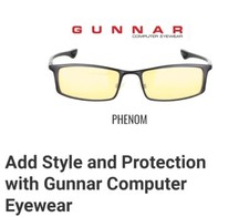 GUNNAR Blue Light Reading Glasses, Phenom, Onyx, Clear Tint, Pwr 1.00 Only
