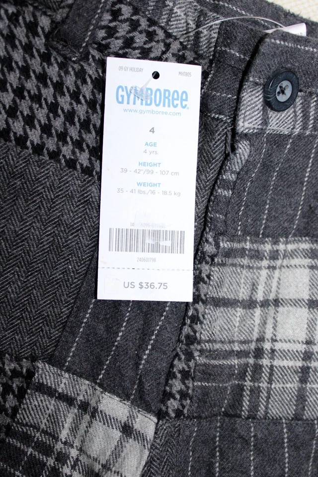 Pantalones y Chaleco GYMBOREE Niño Talla 4 Pata de Gallo Gris Pata de Gallo Cintura Ajustable NUEVO Foto 4 de 4