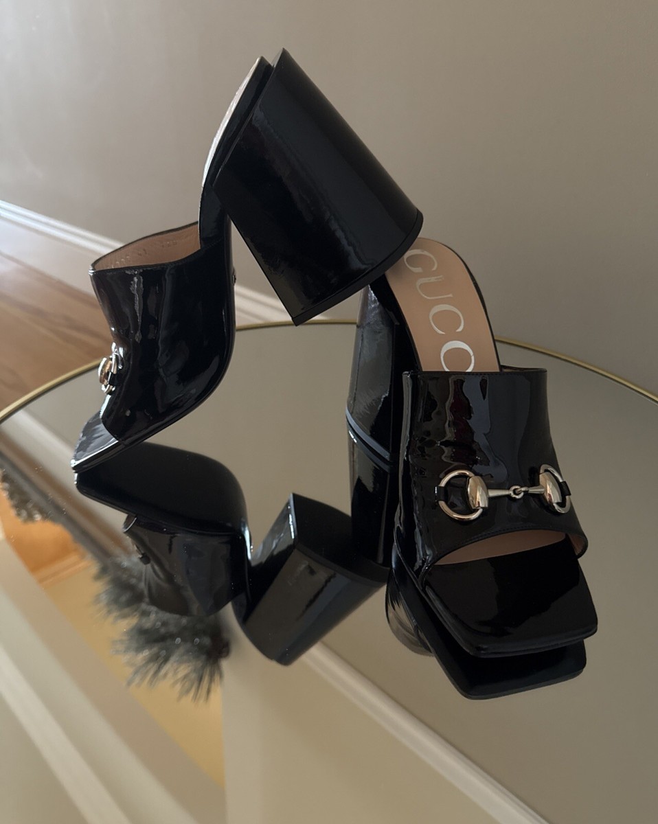 GUCCI ブラック ポインテッドトゥ ミュール GUCCI Horsebit Marmont Chunky Heel Mules Size 41 | eBay