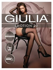 GIULIA EMOTION ELEGANT HOLD UP STOCKINGS  20 DEN 3 SIZES BLACK CAPPUCCINO XL