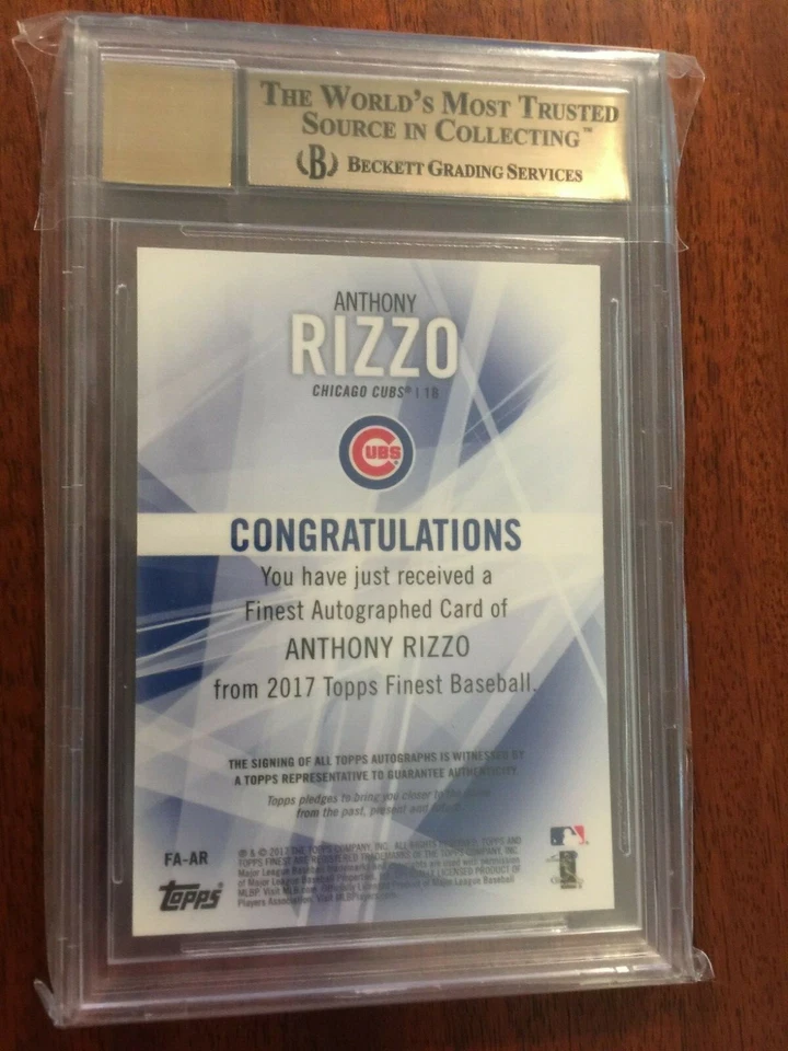 PRISTINE 2017 Finest ANTHONY RIZZO #FA-AR Blue Wave Refractor AUTO 23/25 BGS 10 - Image 2 of 3