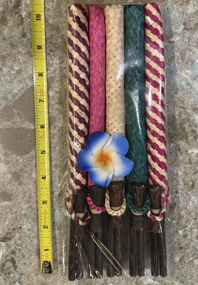 Juego de 5 nuevos palillos de madera de coco duraderos reutilizables estuche de paja y resto Foto 3 de 4