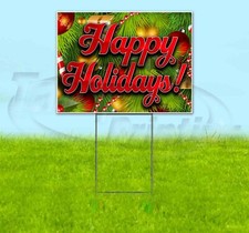 HAPPY HOLIDAYS 18x24 Yard Sign Corrugated Plastic Bandit Lawn Business CHRISTMAS