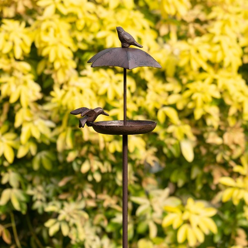Vogeltränke Gusseisen Frostsicher Metall Stab Vogel Tränke Stehend Vogelbad 95cm - Bild 2 von 5
