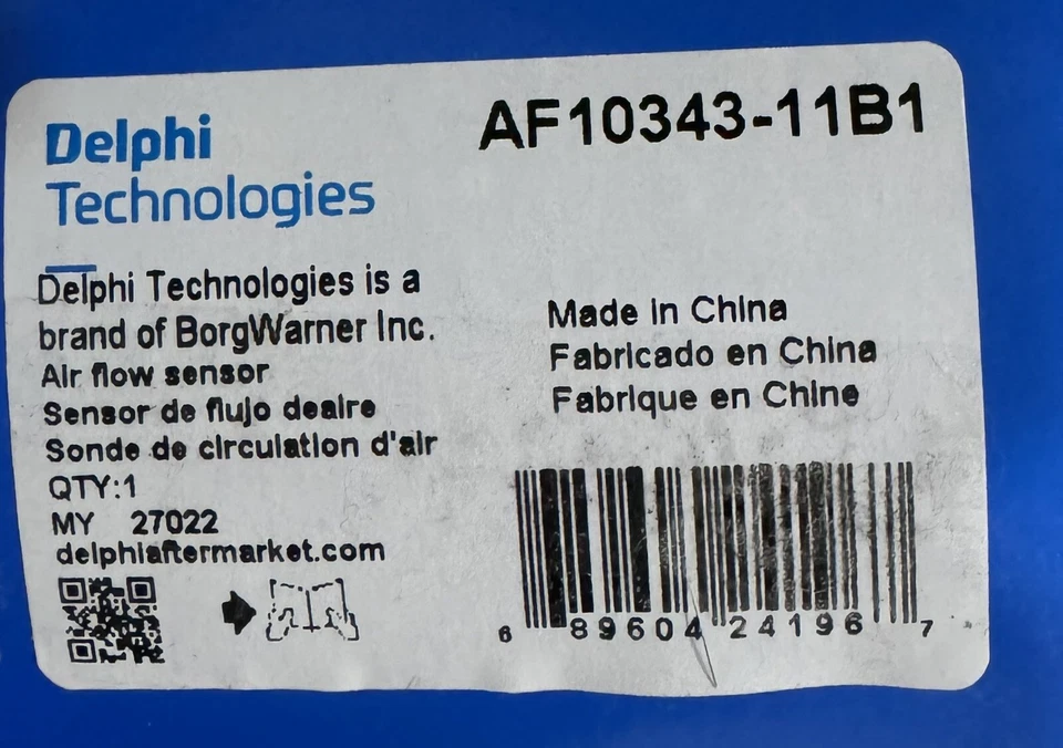 Delphi AF10343 质量气流传感器 适用于 06-11 本田思域 CR-V 元素 — 第 2/4 张图片