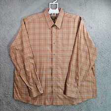 Eddie Bauer Shirt Men XXL Classic Fit Button Up Long Sleeve Brick Orange Plaid