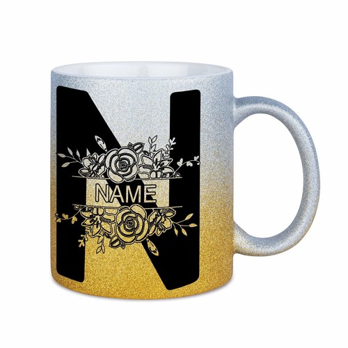 Glitzer Tasse beidseitig mit Namen / 6 verschiedene Farben / Namenstasse / Blume - Bild 17 von 18