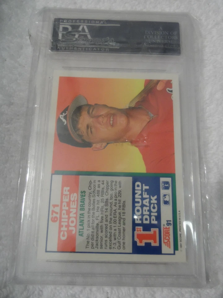 1991 Score #671 Chipper Jones RC Rookie Card HOF Atlanta Braves GEM MT 10 - Image 2 of 2