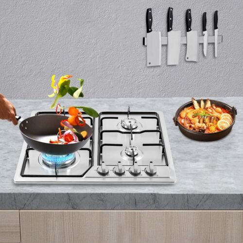 Stainless steel gas stove gas hob 4 flames natural gas & propane gas built-in stove hob - Picture 1 of 19