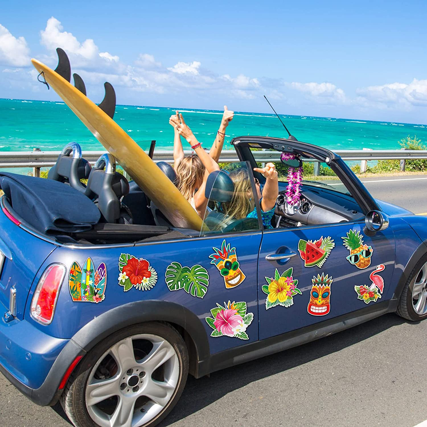 13 Pcs Summer Beach Car Door Magnets Pineapple Palm Tree Flamingo Tropical New