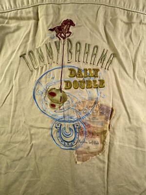 Tommy Bahama Daily Double Silk Button Up Hawaii Yellow Paradise Turf Club Drinks