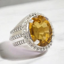 Citrine Oval Cut Gemstone With 925 Sterling Silver Ring For Men's #890