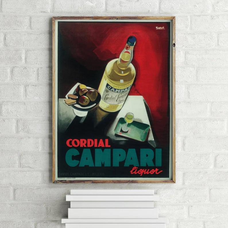 Cordial Campari Liquor Vintage Alcohol Advertisement Poster, Retro Wall Art Prin