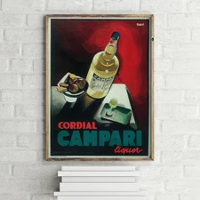 Cordial Campari Liquor Vintage Alcohol Advertisement Poster, Retro Wall Art Prin