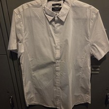 Mens Kenneth Cole Techni-Cole SS Button Up Shirt In White Size Large NWT
