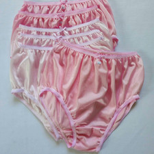 6 Small Underwear Women Nylon Panties Silky Light Soft High Waist 24"-28"/Pink/S