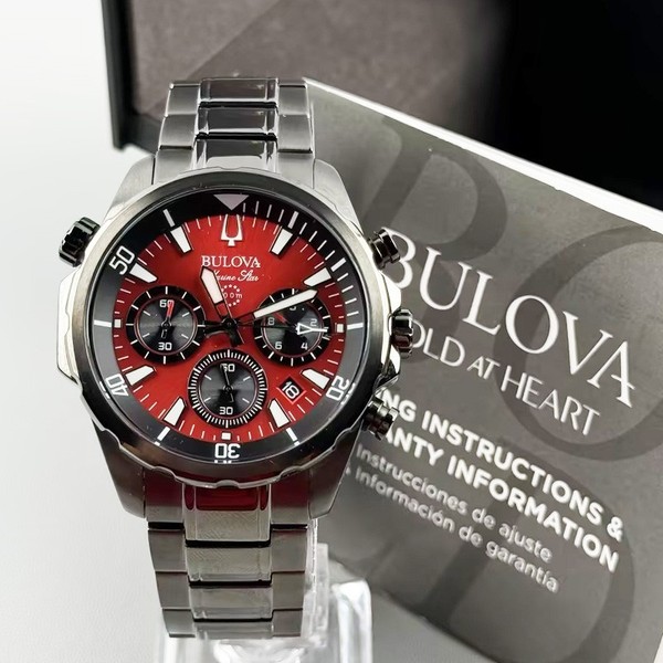 Reloj de hombre Bulova Marine Star 98B350 Cuarzo Cronógrafo Esfera Roja 43mm 2