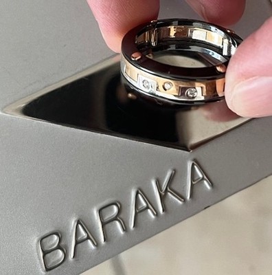 BARAKA 18k Rose/white Gold Ceramic White Diamond Ring NEW !!!