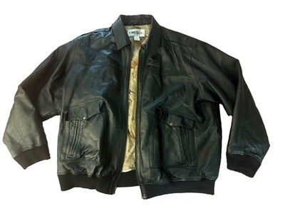 KING SIZE Leather Jacket 2XL Black Full Zip Quilted Liner Men s