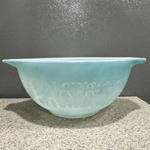 Vtg Pyrex #442 Amish Butterprint Turquoise Cinderella 1-1/2 Qt Mixing Bowl VGC!