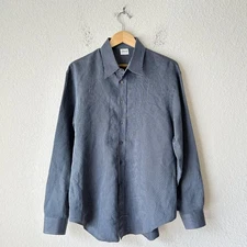 ARMANI COLLEZIONI Shirt Mens Sz XL Blue Black Pinstriped Button Up Office Preppy