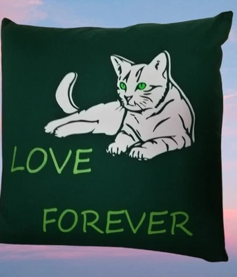 Kissen Deko, Motiv beidseitig, Katze, mit Reißverschluss,Maschinen waschbar,Neu - Bild 1 von 2
