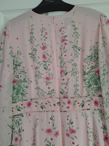 Hobbs Fay Pink/Multi Floral Silk Dress Size 14 Petite - Picture 9 of 11