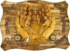 Large Handmade Olive Wood Last Supper Wall Plaque Only one made from Jerusalem