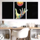 3pcs Vibrant Hand & Basketball Spray Painted  Wall Art Canvas  Unframed/Framed