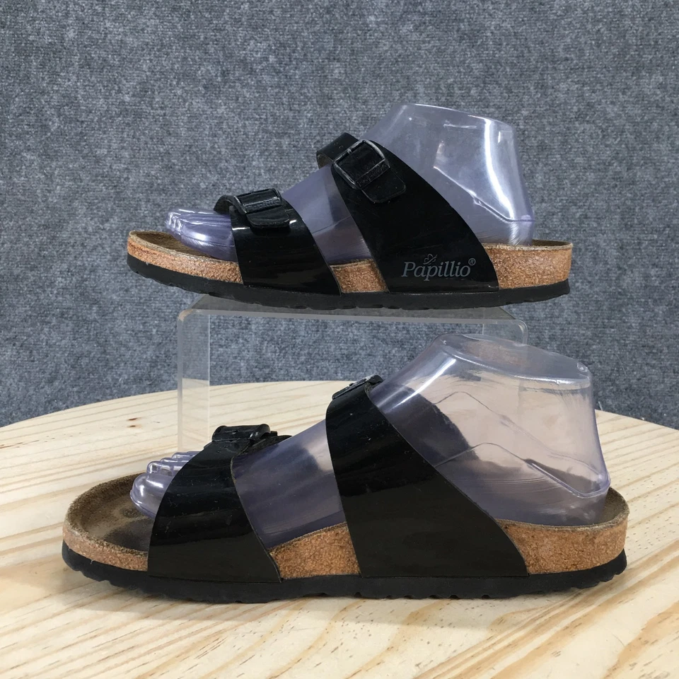 Sandalias Birkenstock Papillio para mujer 39 deslizamiento estrecho corcho negro dos correas con hebilla Foto 2 de 4