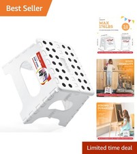 Kids Folding Step Stool 7.5 Inches White Lightweight Safety