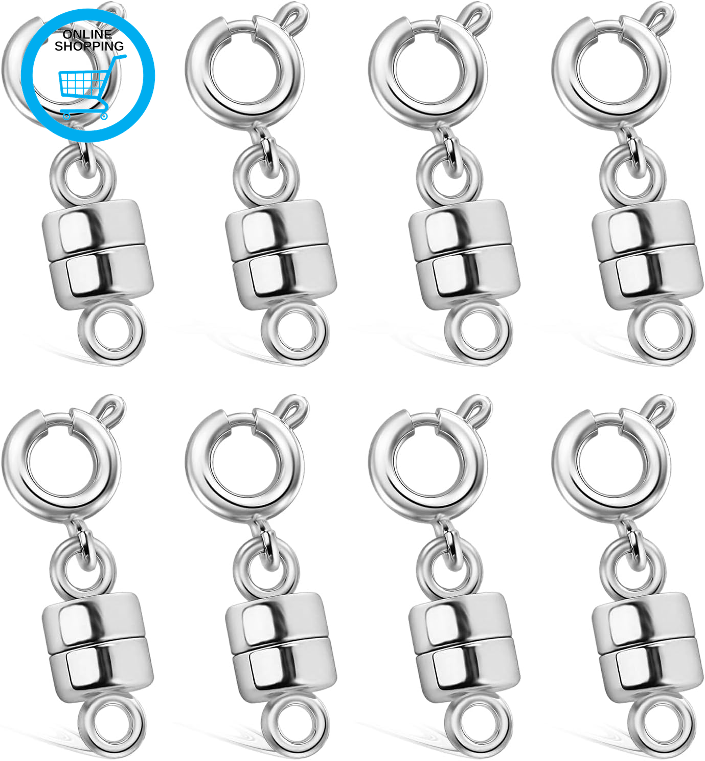 8PCS Silver Magnetic Necklace Clasps, Magnetic Necklaces Clasps and Closures Con