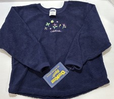 VTG 90s OshKosh B  Gosh Girls 6 NWT Blue Sherpa Fleece Floral USA Pullover