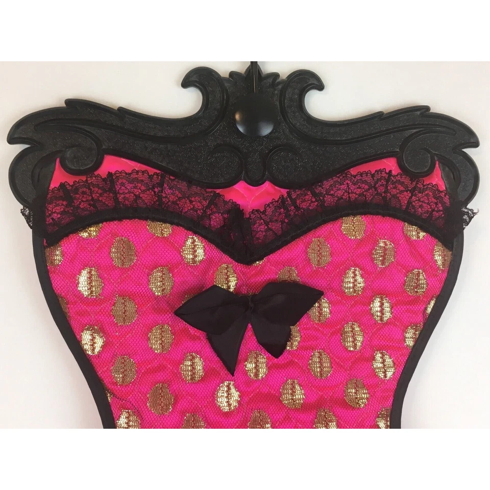 Soporte de lencería vintage rosa y negro plástico nylon armario colgante encaje Foto 2 de 4