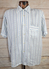 Vtg 70's Montgomery Ward Abstract Nik Striped Print All Over Disco Shirt Mens L