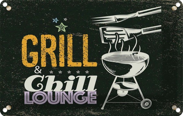 Blechschild 20X30 Cm Grill & Chill Lounge 5 Sterne Deko Geschenk Metall Schild-image