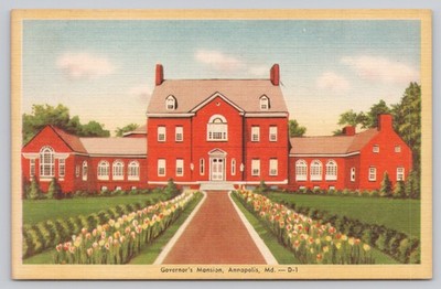 Vintage Linen Postcard Governor's Mansion Annapolis Maryland 1930s