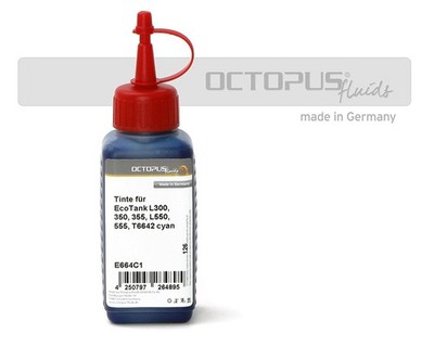 250ml Druckertinte für Epson EcoTank L300, L355, L555, T6642 cyan, kein OEM