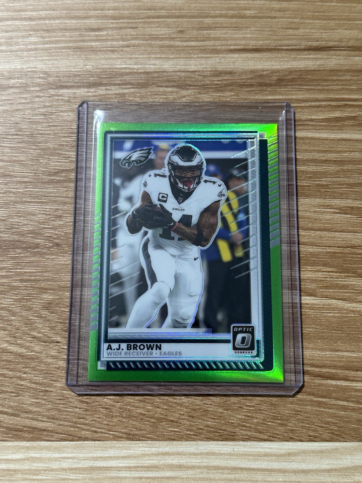 2025 Donruss Optic Neon Green Prizm /199 #17 A.J. Brown Philadelphia Eagles