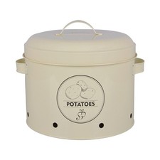 Kartoffelbox Kartoffelbehälter Vorratsdose creme mit Deckel für Küche Vintage