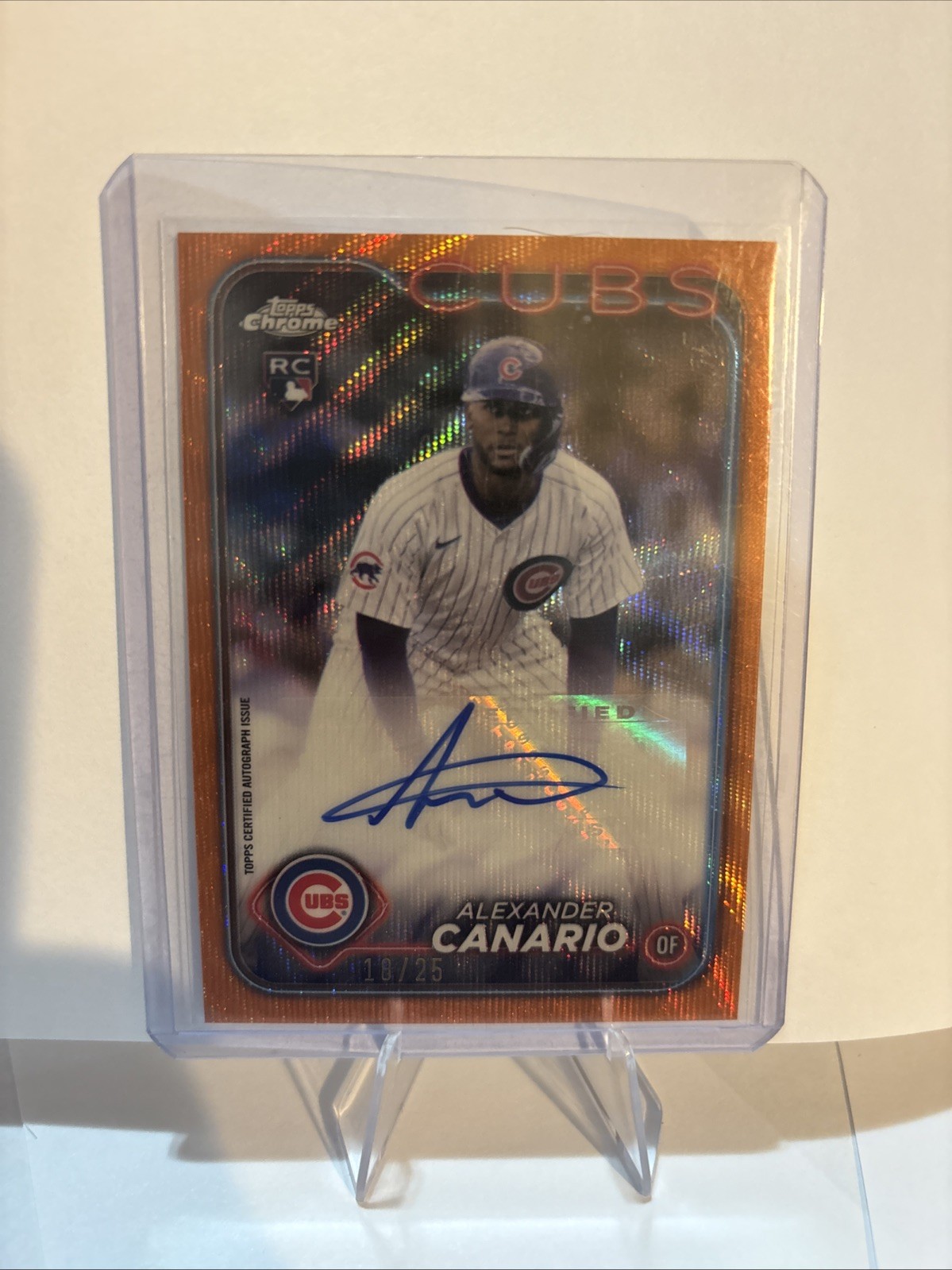 2024 Topps Chrome - Rookie Autographs Alexander Canario #RA-AC Orange Wave/25