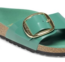 Birkenstock Madrid Big Buckle Sandal High Shine Digital Green/Gold Buckle EU 38