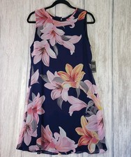 Jessica Howard Blue Floral Sleeveless Sheath Dress Side Zip Lined Sz 12 Vacation