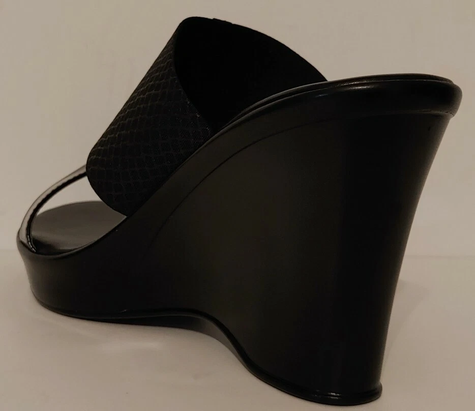NEW!!  Contesa Black Wedge Sandals 3"  Wedge Heels Size 9W US 39W EUR - Image 2 of 3