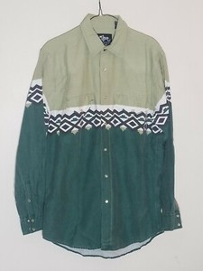 rodeo roper southwestern western button mens shirt medium